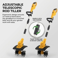 Micro-cultivateur rotatif agricole pliable LVTO portable 21V, alimenté par batterie lithium-ion rechargeable, moteur à balais RS775