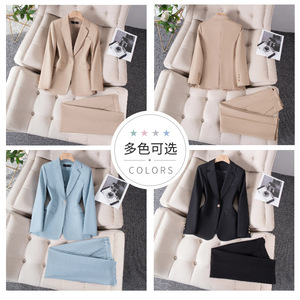 Women's Suit Set Khaki Polyester Formal Spring Full Sleeve Anti-Wrinkle Work Uniform - Product Image 3