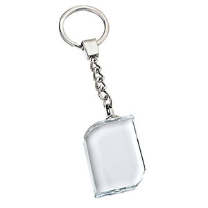 Llavero de Cristal Transparente Rectangular de 28x40 mm con Cadena y Anillo para Personalización o Regalo - Product Image 1