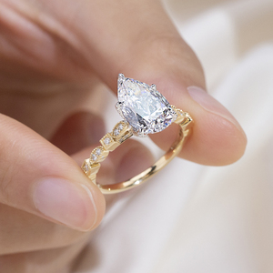 Bague en or 18 carats avec diamant taille poire MSR-2192 pour femme - Product Image 6