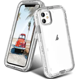เคสโทรศัพท์ iPhone 15 11 PRO MAX 8 PLUS แบบเรียบมีเกราะโปร่งแสงสีม่วงใสมีฝาปิดรุ่น16 +