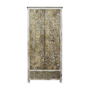 Armoire en bois massif robuste avec portes doubles, armoire de rangement spacieuse pour chambre à coucher avec finition durable - Product Image 1