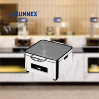 Pour W27-2300 Chauffe-plat électrique en acier inoxydable poli miroir argenté avec contrôle automatique de la température (85-100°C) – Durable