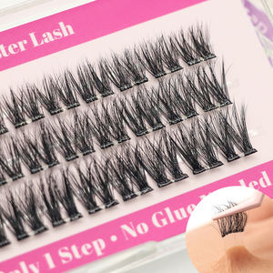 Cils en grappes autocollants réutilisables en cheveux synthétiques imperméables Lazygirl, bande transparente invisible, logo personnalisé, <span class=keywords><strong>effet</strong></span> 3D - Product Image 1