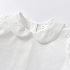 Ropa de <span class=keywords><strong>boutique</strong></span> de bebé niño personalizada para verano, bordado de vela, cuello Peter Pan, conjunto de 2 piezas corto a rayas a <span class=keywords><strong>la</strong></span> moda, 100% algodón - Product Image 3