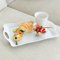 Plateau rectangulaire en mélamine avec poignées, 38 x 25 cm, 15 pouces, pour la présentation de pâtisseries et de produits de boulangerie