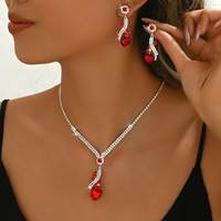 Parure de bijoux de mariée élégante en cuivre, accessoires de gros, collier et boucles d'oreilles magnifiques pour mariages, fêtes et robes de soirée