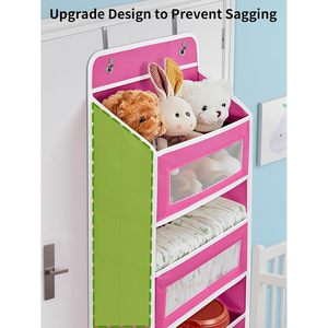 Organisateur de rangement à suspendre sur la porte, 5 étagères, rose bonbon, pour chambre, salle de bain, chambre d'enfant - Product Image 4