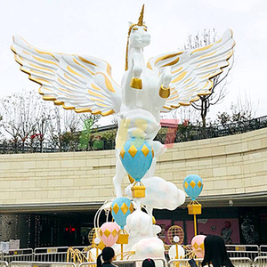 Escultura de unicornio de fibra de vidrio, figura decorativa personalizada para montar en el suelo, diseño contemporáneo para tiendas de té con leche - Product Image 2