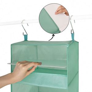 Water Proof Oxford 3 <b>Shelf</b> Collapsible Hanging Closet Organizer with Plastic Board for Shoes Clothes Handbags - Product Image 3