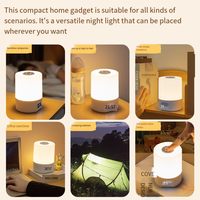 Lampe de table LED rechargeable par USB Affichage de l'horloge Contrôle tactile 3 modes de couleur Veilleuse pour chambre à coucher Dortoir Étude Enfants