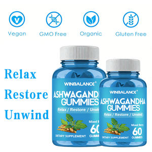 OEM Suiker Vrije <span class=keywords><strong>Ashwagandha</strong></span> Gummies Vegan Hoogwaardig Wortel Extract Vitamine D2 Stressverlichtende Supplement - Product Image 2