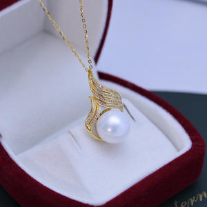 Collar de Plata S925 Estilo Carretera con Colgante de Perla de Agua Dulce Blanca Redonda de 11-12 mm con Luz Intensa y Pequeñas Imperfecciones - Product Image 2