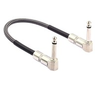 Kabel Patch Flat Gitar Elektrik Piano OEM Custom 6.35mm, Kabel Kuningan Bebas Oksigen Teranyam 90 Derajat, Set 6 Warna, untuk Amplifier & Speaker