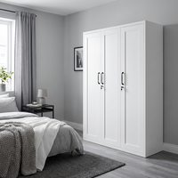 Armoire 3 portes pour filles, armoire en acier blanc, structure KD et panneaux embossés, armoire de conception moderne, rangement pour chambre à coucher