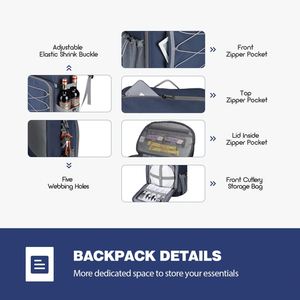 Cooler Backpack for Camping <b>Beach</b> Hiking Shopping Insulated Soft Cooler Lunch <b>Bag</b> - Product Image 2