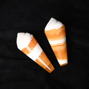 Nouveau produit : Sculpture de crème glacée en pierre précieuse naturelle, calcite jaune, pour la décoration - Product Image 2