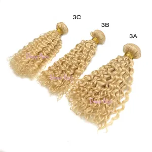 VMAE European Russian 613 Blonde Deep Wave Kinky Curly 3A 3B 3C Weft Virgin Hair Weave Raw Human Hair Bundles Extension