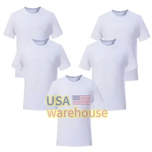 미국 창고 승화 셔츠 100% 폴리 에스터 코튼 느낌 미국 크기 빈 폴리 에스터 승화 t 셔츠