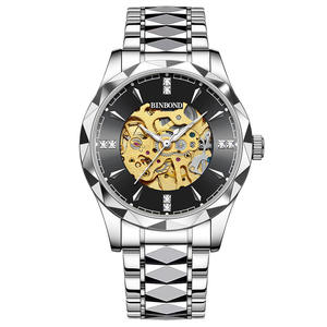 BINBOND Montre-Bracelet Mécanique Automatique pour Homme d'Affaires, Cadran Squelette, Étanche avec Fonction Lumineuse, Bracelet en Acier Inoxydable - Product Image 6