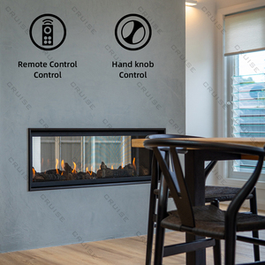 Hành trình 60 inch 1524x380x720mm sang trọng hiện đại chèn hai mặt kính thực lửa điều khiển từ xa khí đốt tự nhiên lò sưởi cho nhà - Product Image 3