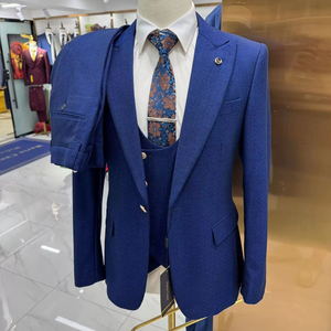 <span class=keywords><strong>Costume</strong></span> de marié bleu royal sur mesure de qualité supérieure, formel, à simple boutonnage, coupe ajustée, 3 pièces pour hommes - Product Image 2