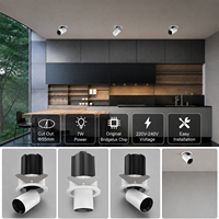 Spots LED encastrés modernes et réglables 75 mm en aluminium étiré 12W 220V, lumière chaude pour salon et bureau