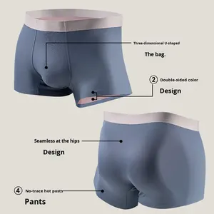 Calzoncillos Bóxer para Hombre, 100% Modal AB, Diseño Color Block, Seda de Morera 5A, Antibacterianos, Entrepierna Sin Costuras, Talle Medio - Product Image 4