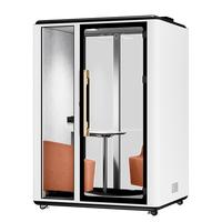 Cabine de bureau silencieuse préfabriquée en aluminium pour deux personnes, esthétique moderne, insonorisation 28 dB, double ventilation modulaire pour salles de réunion