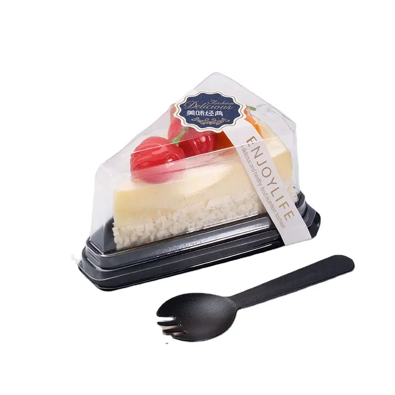 Recipiente triangular para bolos, bolos, queijos, caixa de transporte, cupcake, transparente, com adesivos