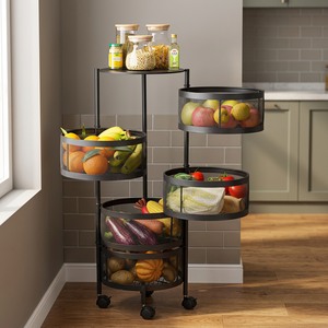 Estante de Almacenamiento Metálico Moderno con Cesta de Malla, Organizador de Frutas y Verduras para Cocina, Tipo Vertical para Almacenamiento de Alimentos - Product Image 4