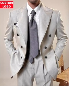 Costume <span class=keywords><strong>homme</strong></span> 2 pièces sur mesure style italien, revers pointus, double boutonnage, <span class=keywords><strong>tenue</strong></span> formelle élégante - Product Image 2