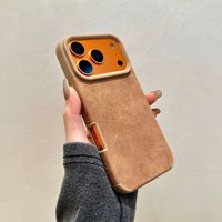 Étui de luxe en velours flanelle et cuir pour iPhone 17, avec doublure en microfibre, compatible iPhone 17, 16 Pro MAX, 15 Plus, 14, 13, 12, 11
