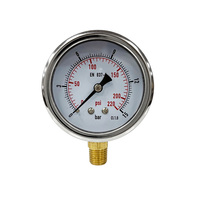 AKS 0-15 Bar 0-220 PSI Pressure Gauge 63mm Semi-Steel Case Radial Bottom Mount 1/4 NPT Water Oil Gas Air Pressure Gauge