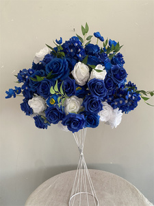 Nouvelle conception, centre de table de mariage <span class=keywords><strong>bleu</strong></span> royal et blanc, fleur artificielle en soie, boule de fleurs de rose <span class=keywords><strong>bleu</strong></span> royal de 60 cm pour la décoration d'événements - Product Image 3