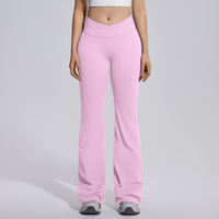 Celana Yoga Fitness Wanita High Waisted Peach Buttock Flared Pants dengan Logo Custom, Cepat Kering, Kaki Lebar