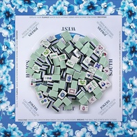 Jeu de Mahjong professionnel 4 couches, 160 tuiles, édition américaine, bleu pâle, acrylique lourd, Azure Bloom Compass Boutique Edition