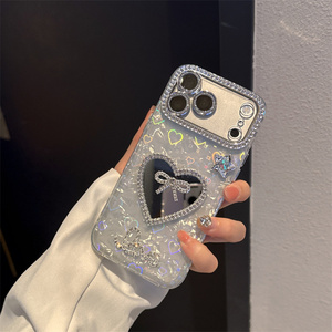 เคสโทรศัพท์มือถือลายเปลือกหอยไล่สีประดับเพชรรูปโบว์น่ารักสำหรับ iPhone 17 16 15 Pro Max  แบบกระจกเงา ลายแมว KT  พร้อมฝาหลังลายการ์ตูนน่ารัก - Product Image 3