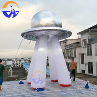 Ballon gonflable OVNI argenté avec lumières LED intégrées, thème scientifique spatial et extraterrestre, décoration pour événements et fêtes en extérieur