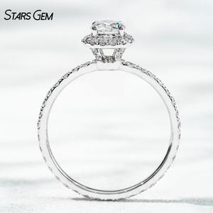 แหวนหมั้นเพชรที่โตในห้องปฏิบัติการ1.18ct 5.2มม. แหวนหมั้นทรงกลมตัดสดใสด้วยรัศมีทองคำขาว18K สไตล์หรูหรา - Product Image 4