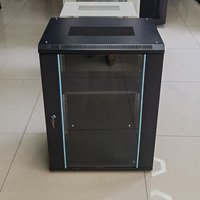 Armoire de serveur réseau murale 15U 19 pouces, porte en verre trempé noir, profondeur 450 mm