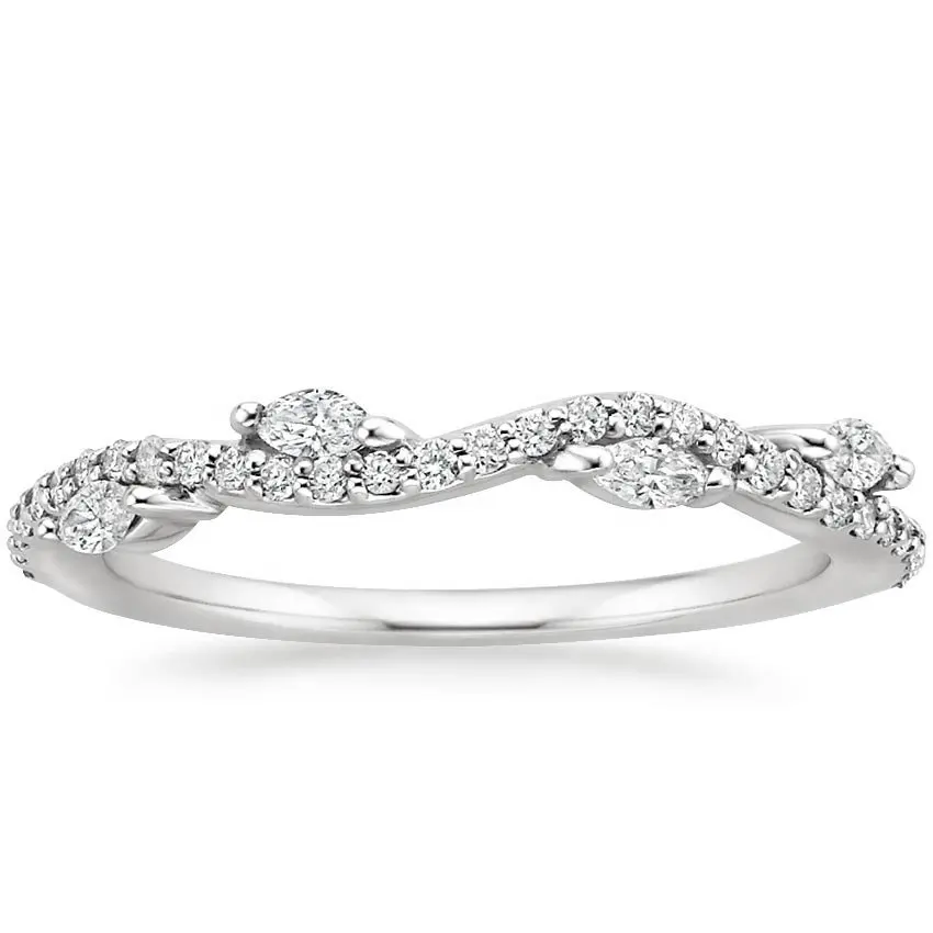 คลาสสิกแหวนผู้หญิงเครื่องประดับขายส่ง 10K Gold LuxeไขลานWillow Moissanite Diamond Petiteแหวน