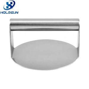 Prensa de Hamburguesas Redonda de Acero Inoxidable Resistente de 5.5 Pulgadas con Logotipo Personalizado, Herramienta Manual para Preparar Carne en la Cocina del Hogar - Product Image 1