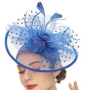 2401 Erxi Meilleure vente Coiffe de mariée en maille à pois, Chapeau de bal, Chapeau de jockey, Accessoires capillaires rétro - Product Image 1