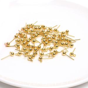 Серьги-гвоздики с круглой подвеской, Ювелирная фурнитура из латуни с серебряным покрытием 14 к, 18 К, 3 мм, 4 мм - Product Image 4