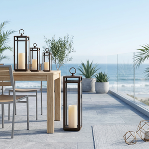 Wholesale Modern <b>Tall</b> Stainless Steel Brown Metal Handmade Durable Candle Holder <b>Lanterns</b> for Christmas Easter Home Outdoor - Product Image 2