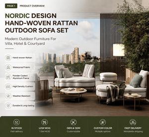 Conjunto de Sillones de Patio de Ratán y Teca en Color Personalizado, con Cojín de Tela Resistente a la Intemperie, para Proyectos Arquitectónicos de Diseño - Product Image 4