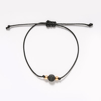 Bracelet de promesse rose au design tendance, cadeau de bijoux, 2 pièces, bracelet de couple en pierre de lave naturelle noire et blanche avec carte de vœux