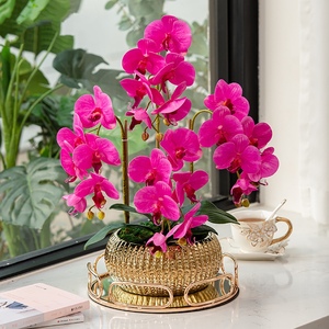 Piante di Orchidee in Vaso di Alta Qualità Direttamente dalla Fabbrica, Fiori Artificiali di Orchidea con Stampa 3D e Tocco Naturale in PU con Vaso Dorato - Product Image 3