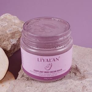 Etiqueta privada Espinillas Limpieza de poros Blanqueamiento facial <span class=keywords><strong>Mascarilla</strong></span> de arcilla púrpura de berenjena vegana para pieles sensibles - Product Image 1